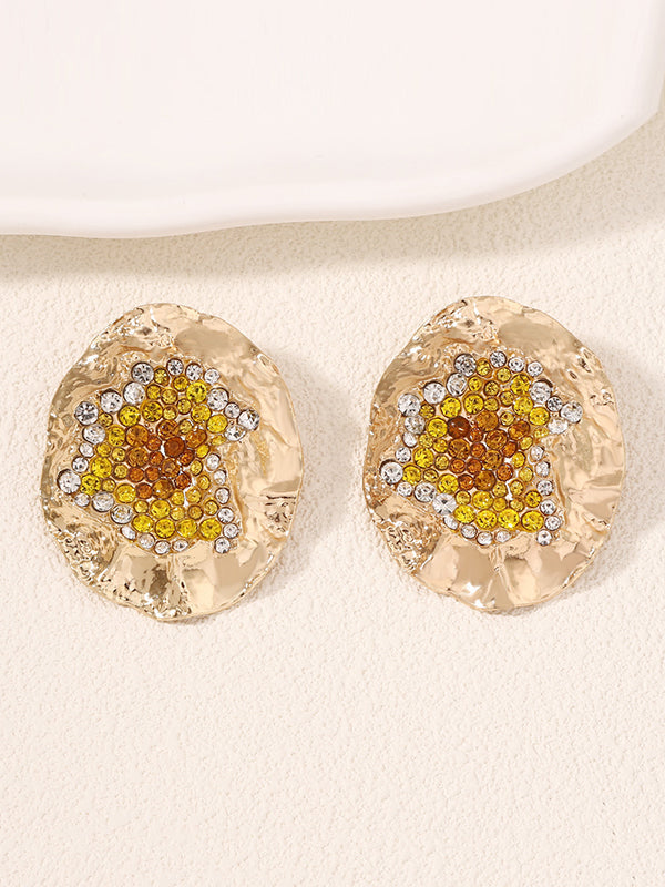 Geometric Rhinestone Shiny Irregularity Earrings Accessories