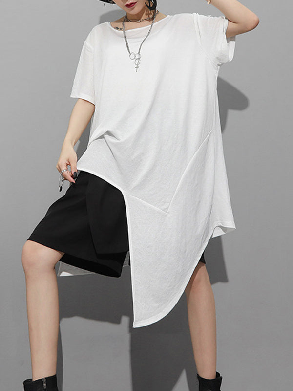 Original Irregular Loose Solid Color T-Shirt Top