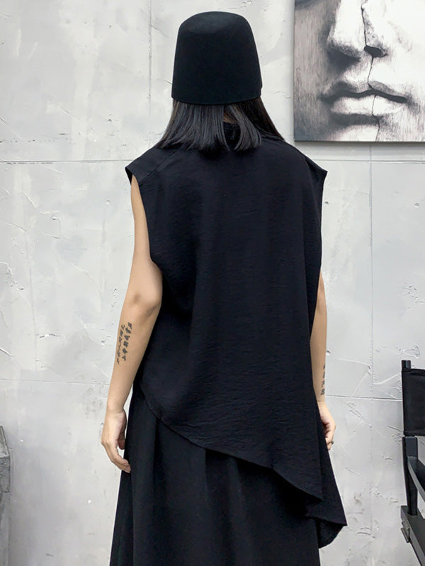 Stylish Cool Girl Asymmetric V-Neck Batwing Sleeves Shirts Tops