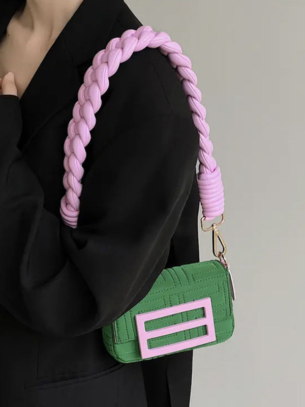 Mini Contrast Color Woven Strap Bags Handbags Crossbody Bags