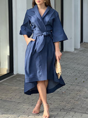 High-Low Loose Solid Color V-Neck Maxi Dresses Midi Dresses