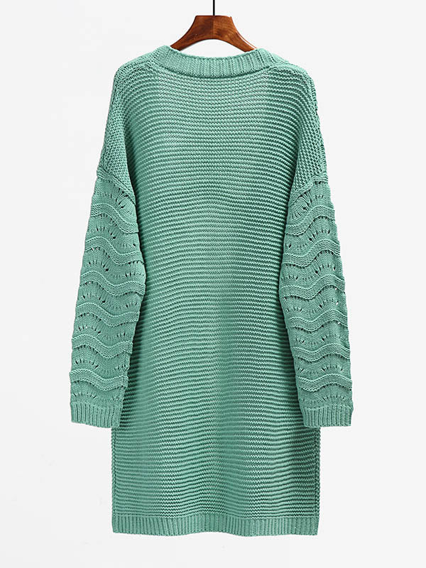 Urban Loose Solid Color Jacquard Cardigan Top