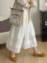 Hollow Solid Color Split-Joint A-Line High Waisted Skirts