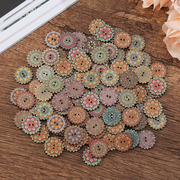Bohemia Printed Wooden  Sewing Buttons