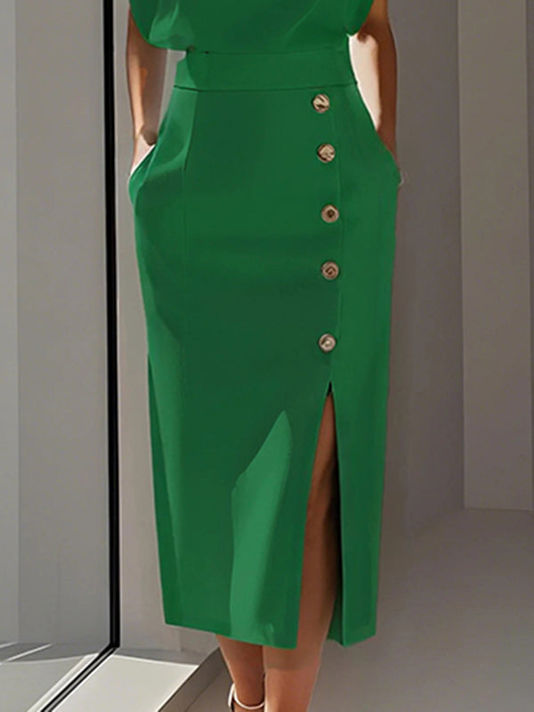 High Waisted Loose Split-Front Split-Joint Skirts