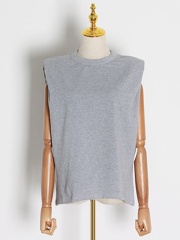 Solid Color Cap Sleeve Loose Round-Neck T-Shirts
