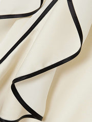 Loose Contrast Color Falbala Flower Print Hollow Zipper Maxi Dresses