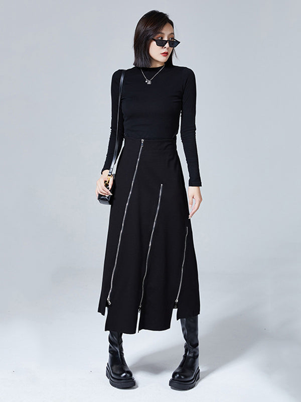A-Line Irregularity Zipper Bodycon Skirts