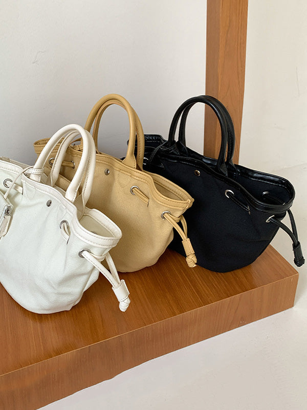 Drawstring Split-Joint Tote Bags Handbags