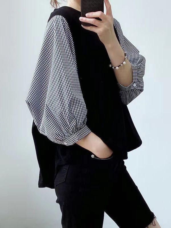 Split-Joint Half Sleeves Loose Round-Neck T-Shirts