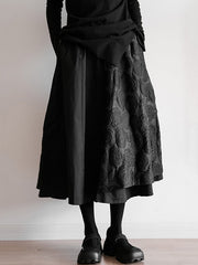 Double Layered Elasticity Jacquard Solid Color Split-Joint A-Line Loose Skirts Bottoms