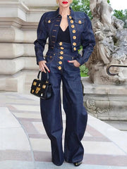 Buttoned Pockets Split-Joint Long Sleeves Loose Lapel Outerwear Jackets