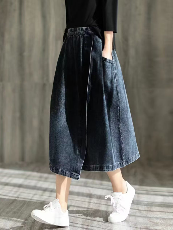 Asymmetric Elasticity Split-Joint Loose Skirts