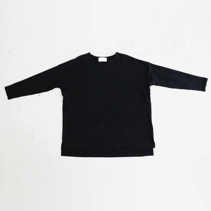 Solid Color Simple V-Neck High-Low Long Sleeve T-Shirts