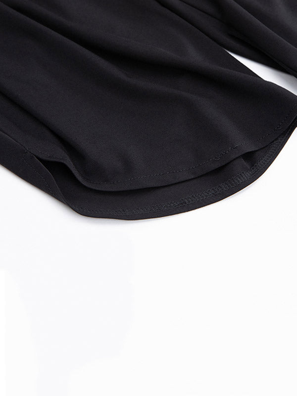 Original Solid Color Elasticity Waist Harem Capri-Pants