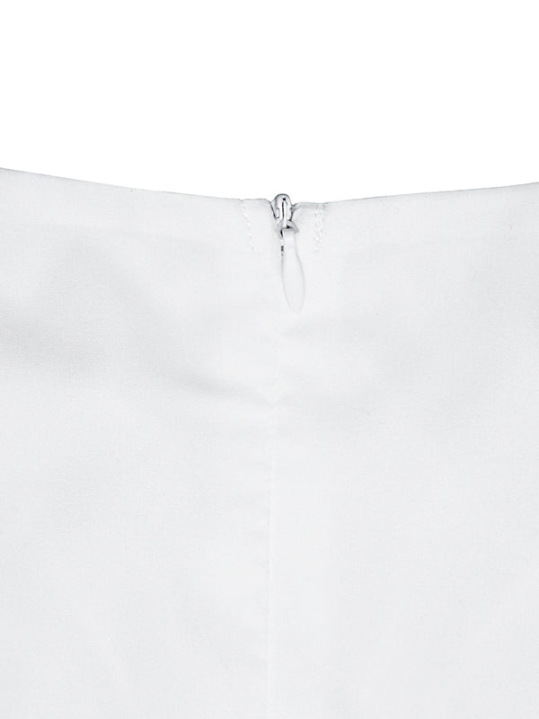 13 Colors Puff Sleeves Solid Color Cold Shoulder Wide Leg Jumpsuits