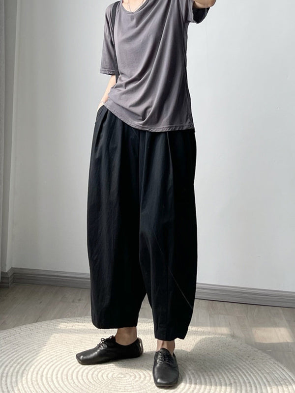 Elasticity Solid Color Loose Casual Pants Bottoms