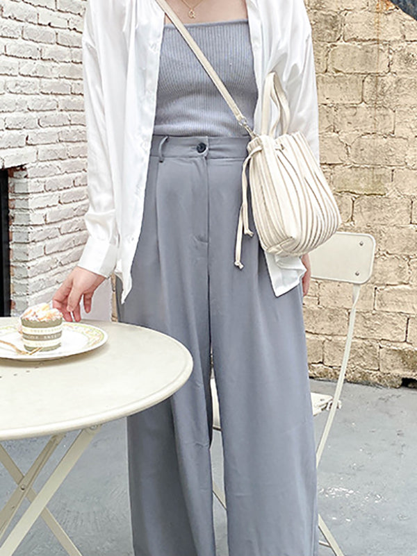 Drawstring Pleated Solid Color Handbags Crossbody Bags