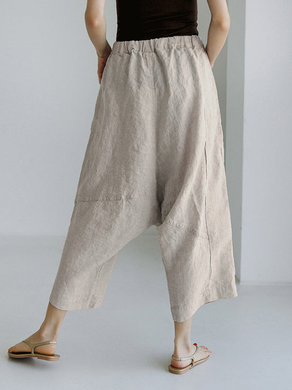 Elasticity Solid Color Loose Ninth Pants Casual Pants Bottoms