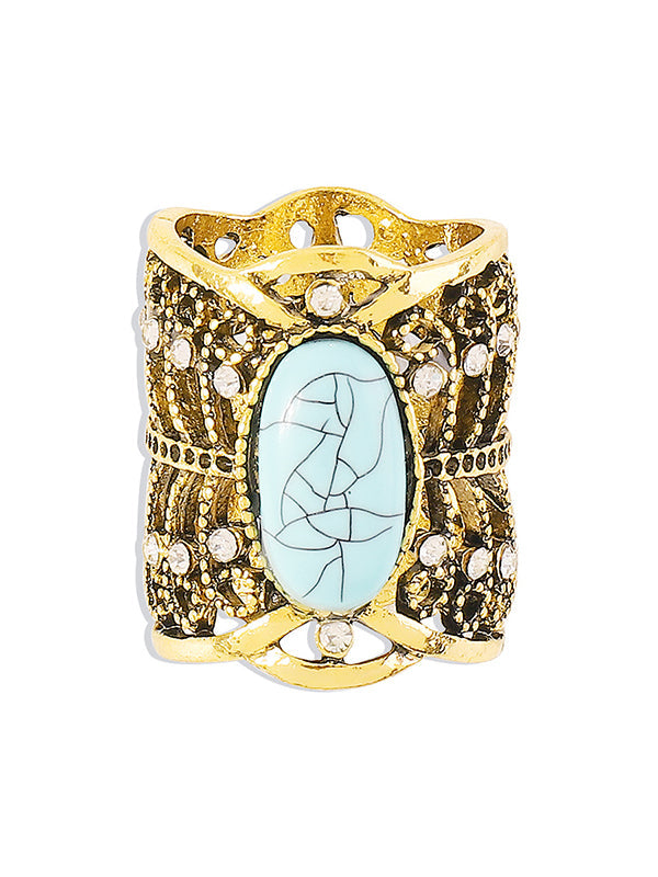 Geometric Hollow Rhine Stones Rings Accessories