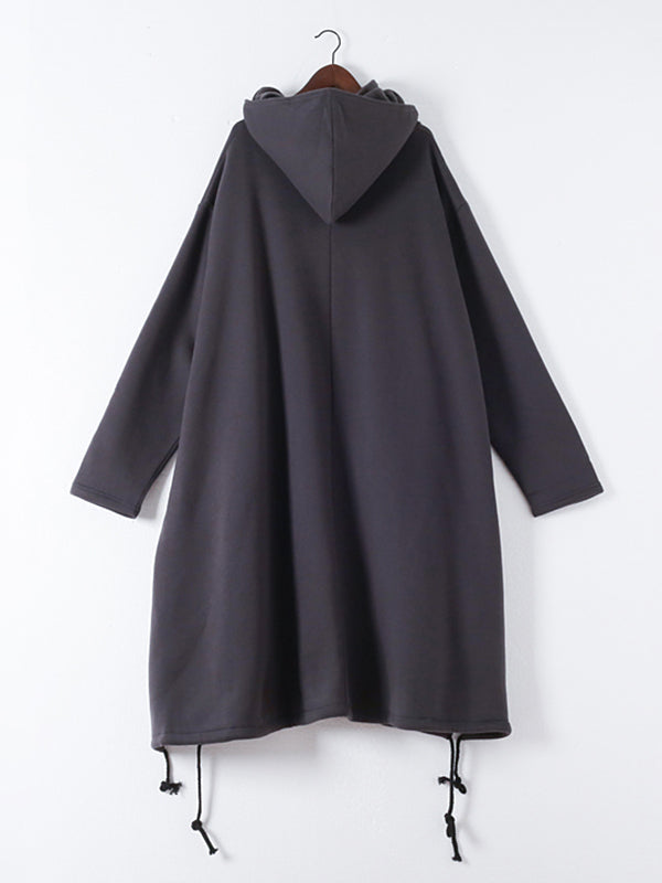 Oversize Hooded Asymmetric Split-Side Cape Dress