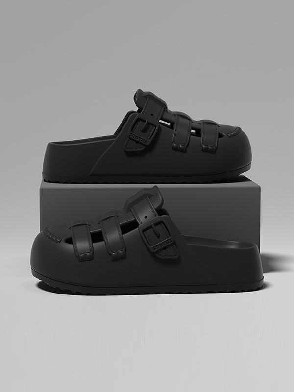 Hollow Round-Toe Split-Joint Sandals Platform Shoes