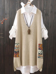 Loose Printed V-Neck Vest