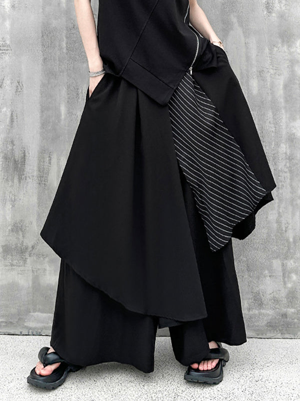 Asymmetric Split-Joint Loose Wide Leg Trousers Pants