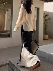 Pleated Ruffled Split-Joint False Two Mermaid Skirts Bottoms