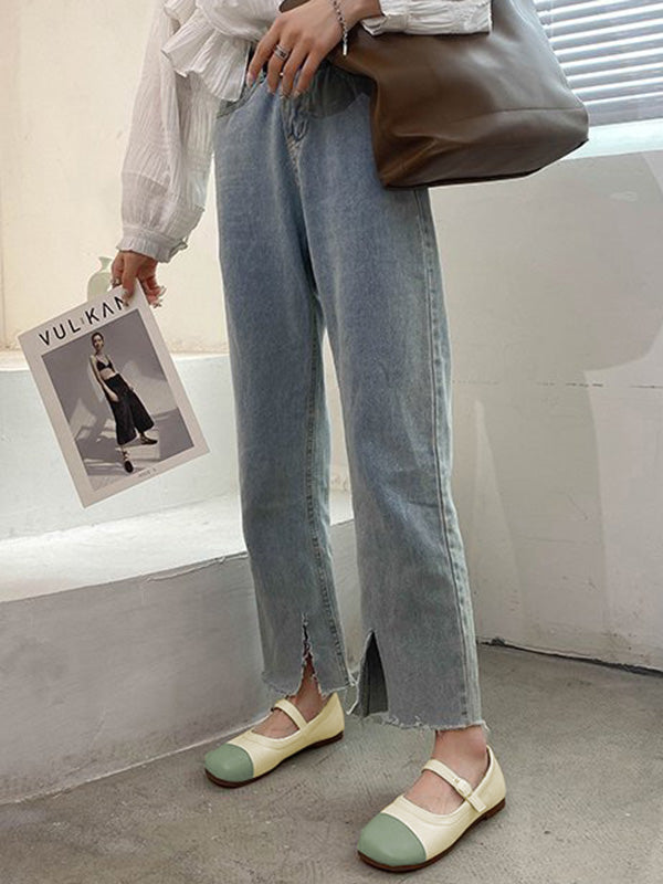 Leisure Contrast Color Split-Joint Flat Heel Loafer Shoes