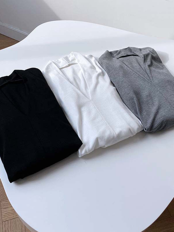 Original V-Neck Solid Color Slim T-Shirts Tops
