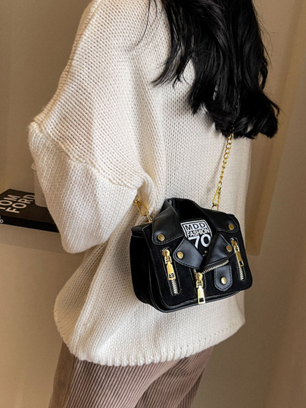 Chains Geometric Zipper Handbags Crossbody Bags Bags