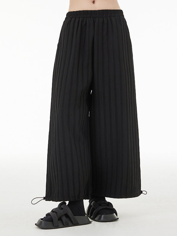 Ninth Pants Drawstring Striped  Wide Leg  Pants Bottoms