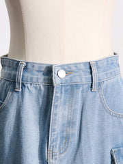 Buckle Split-back Split-Joint Streamer Zipper High Waisted Loose Skirts
