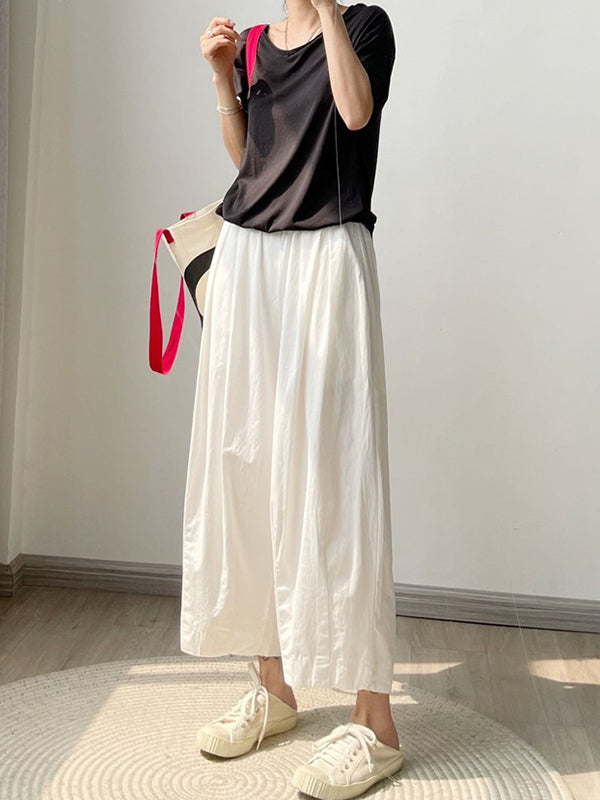 Elasticity Solid Color Loose Casual Pants Bottoms