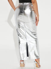 Solid Color Split-Joint High Waisted H-line Skirts