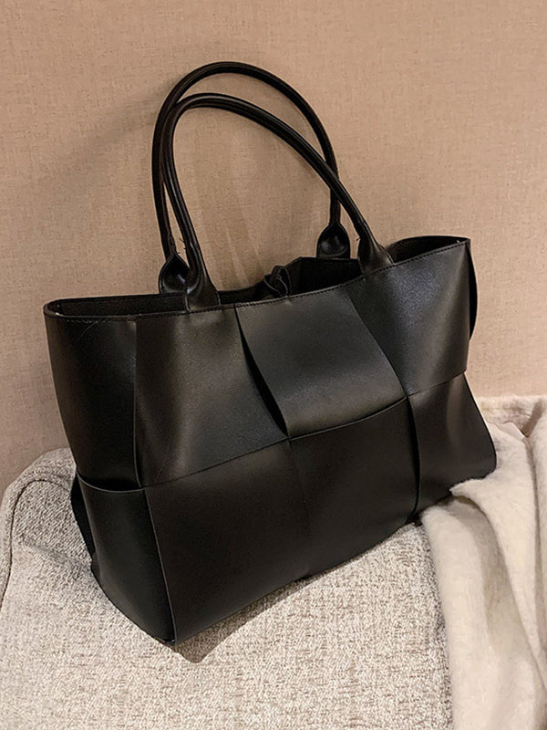 Solid Color Split-Joint Tote Bags Handbags Bags
