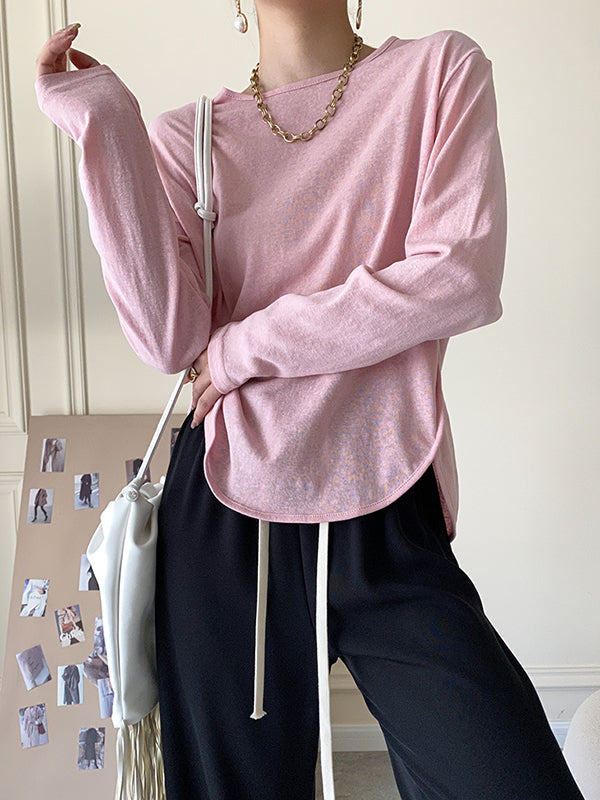 Simple Casual Loose Solid Color Sun-Protection T-Shirt Top