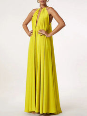 Solid Color Sleeveless Deep V-Neck Maxi Dresses