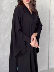 Solid Color Loose Buttoned Pleated Lapel Collar Long Sleeves Maxi Dresses