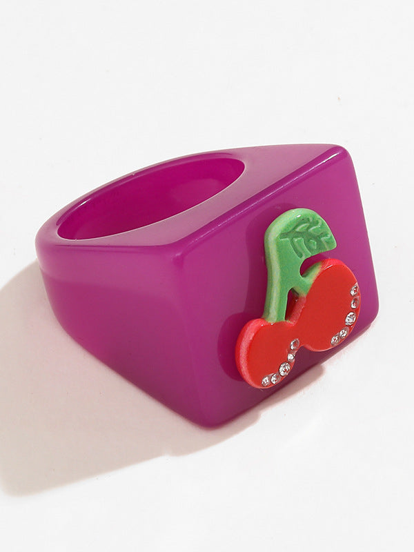 Fruit  Geometric Rhinestone Rings Accessories