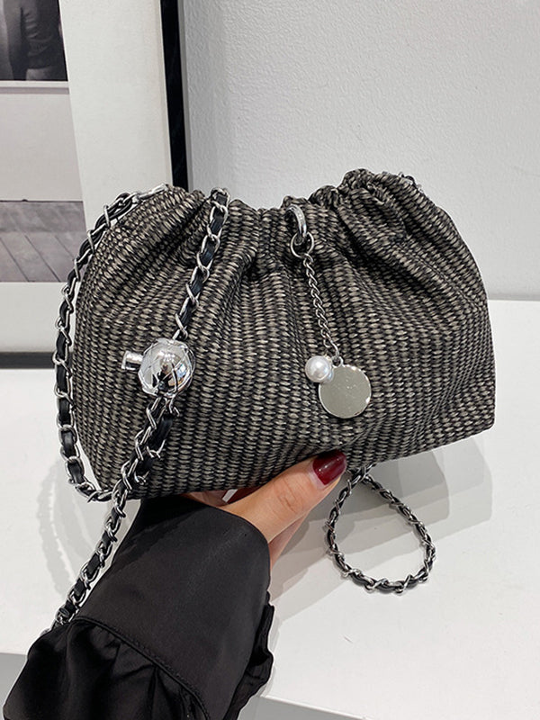 Chains Drawstring Split-Joint Woven Crossbody Bags Bags Accessories Bags