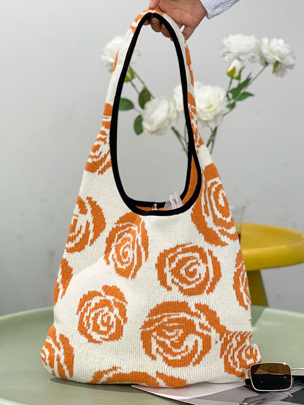 Original Creation Floral Weave Contrast Color Bags Accessories