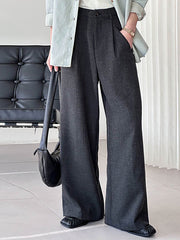 Pleated Split-Joint High Waisted Loose Trousers Suit Pants
