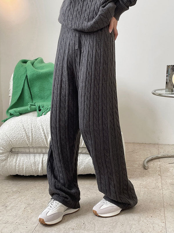 Original Creation Wide Leg Loose Jacquard Solid Color Casual Pants Bottoms