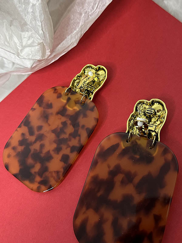 Geometric Leopard Pleated Split-Joint Earrings Accessories Drop Earrings