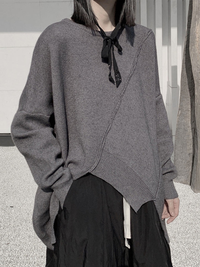Original Loose Batwing Sleeves Solid Color Round-Neck Sweater Tops