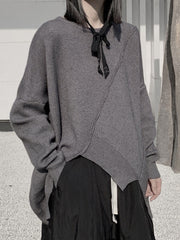Original Loose Batwing Sleeves Solid Color Round-Neck Sweater Tops