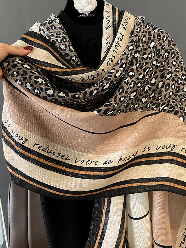 Vintage Ramie Cotton Leopard Printed Scarf