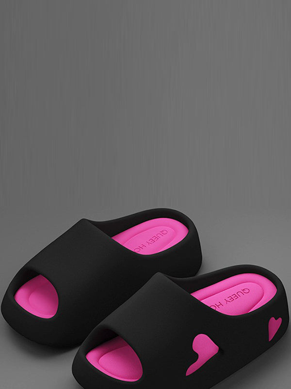 Contrast Color Hollow Open Toe Slippers Platform Shoes